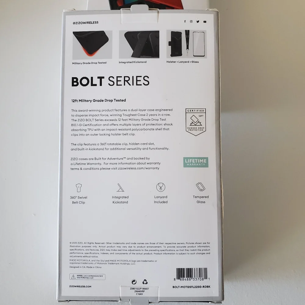 Moto G Stylus 5G (2022) with Belt Clip, Tempered Glass & Lanyard ZIZO BOLT NEW